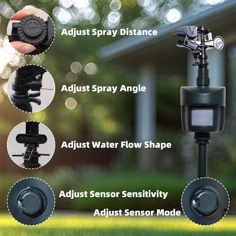 Yardeen [2025 Upgraded] Motion Sensor Sprinkler with Adjustable Head, Water Spray for Lawn and Garden. Day and Night Mode can be Selected - Image 3